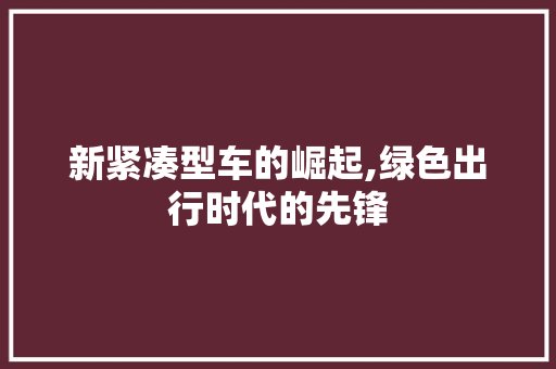 新紧凑型车的崛起,绿色出行时代的先锋
