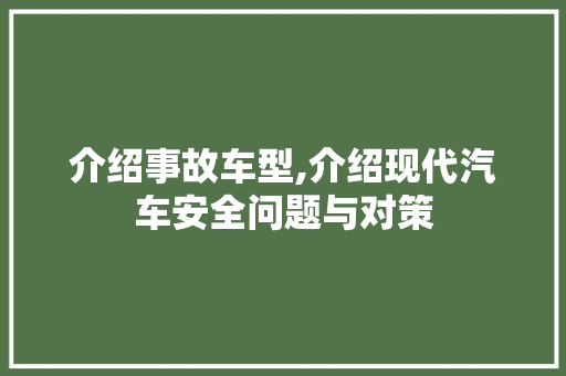 介绍事故车型,介绍现代汽车安全问题与对策 车身配件