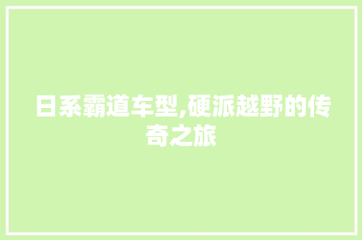 日系霸道车型,硬派越野的传奇之旅