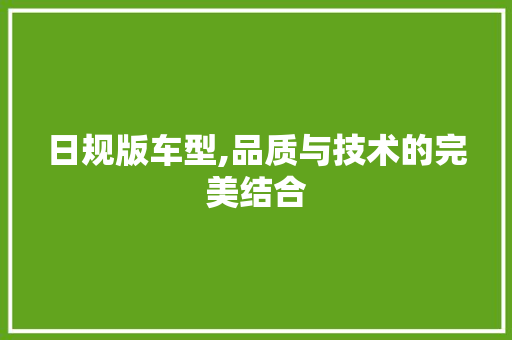 日规版车型,品质与技术的完美结合