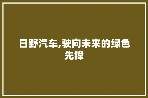 日野汽车,驶向未来的绿色先锋