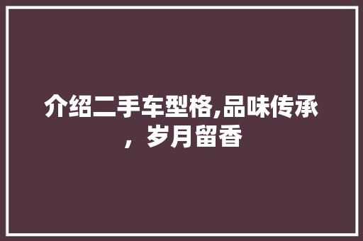 介绍二手车型格,品味传承，岁月留香