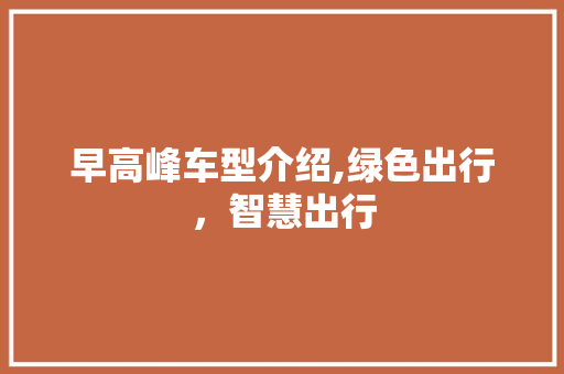 早高峰车型介绍,绿色出行，智慧出行