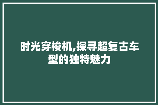 时光穿梭机,探寻超复古车型的独特魅力