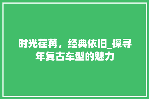 时光荏苒，经典依旧_探寻年复古车型的魅力
