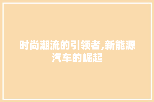 时尚潮流的引领者,新能源汽车的崛起