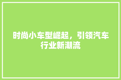 时尚小车型崛起，引领汽车行业新潮流