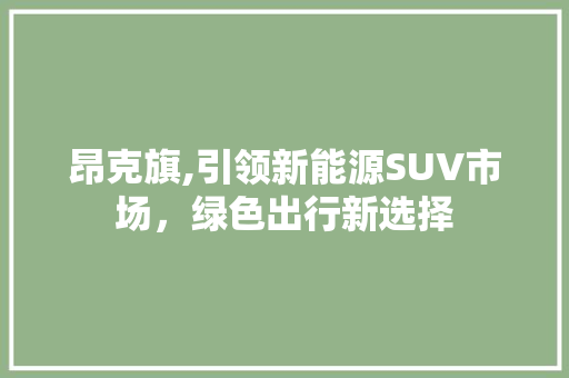 昂克旗,引领新能源SUV市场，绿色出行新选择