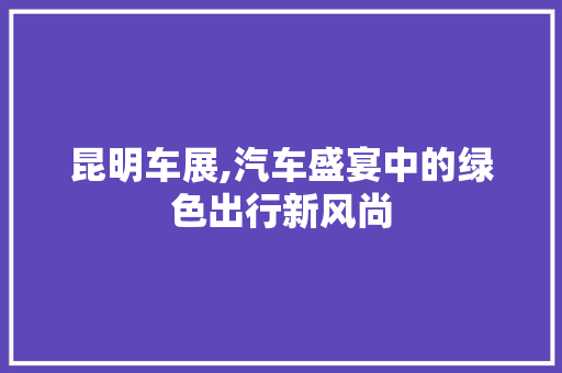 昆明车展,汽车盛宴中的绿色出行新风尚