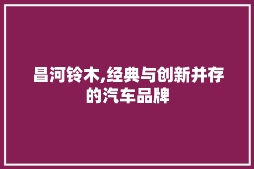 昌河铃木,经典与创新并存的汽车品牌