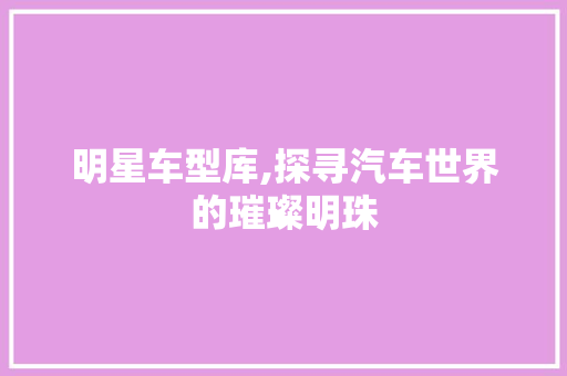 明星车型库,探寻汽车世界的璀璨明珠