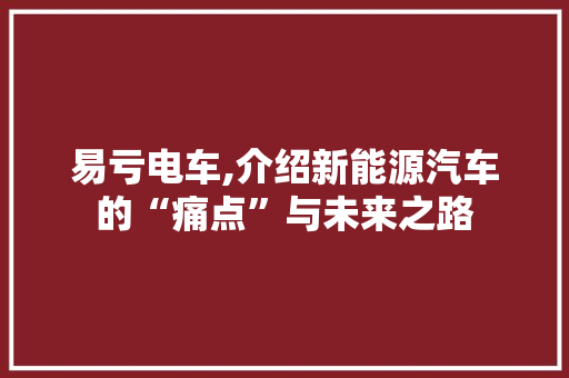 易亏电车,介绍新能源汽车的“痛点”与未来之路