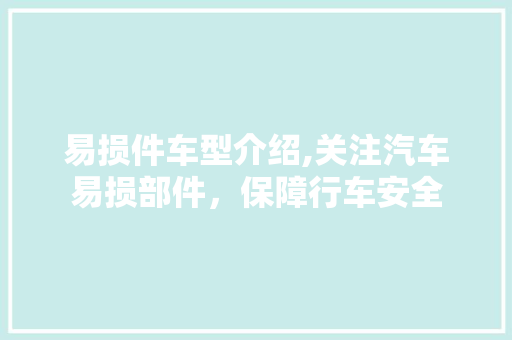 易损件车型介绍,关注汽车易损部件，保障行车安全