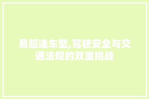 易超速车型,驾驶安全与交通法规的双重挑战