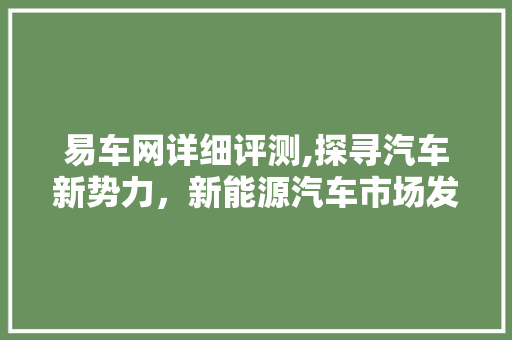 易车网详细评测,探寻汽车新势力，新能源汽车市场发展趋势分析