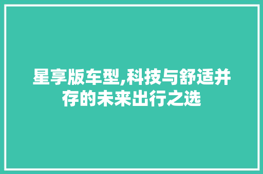 星享版车型,科技与舒适并存的未来出行之选
