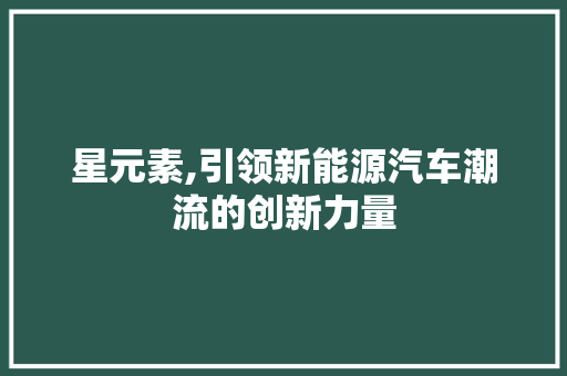 星元素,引领新能源汽车潮流的创新力量