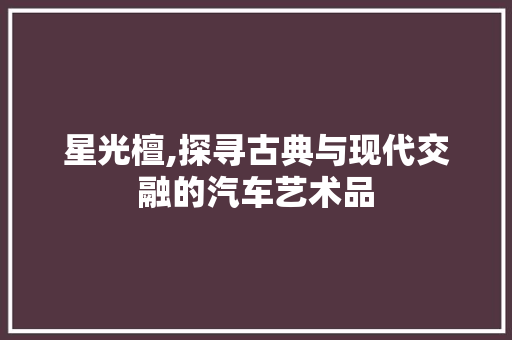 星光檀,探寻古典与现代交融的汽车艺术品