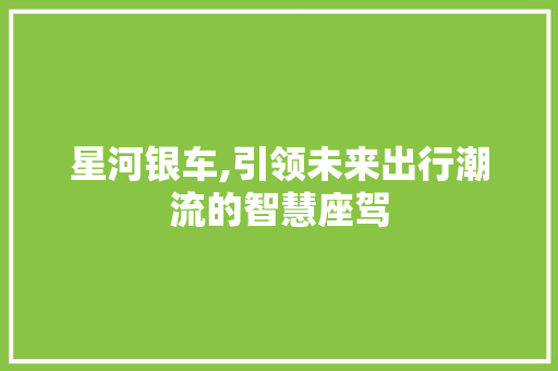 星河银车,引领未来出行潮流的智慧座驾