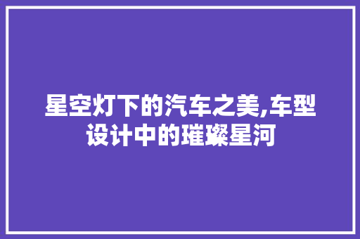 星空灯下的汽车之美,车型设计中的璀璨星河