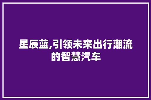 星辰蓝,引领未来出行潮流的智慧汽车