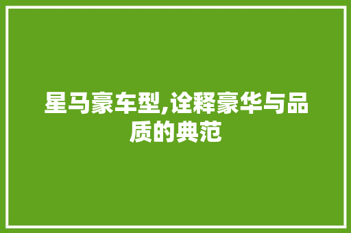 星马豪车型,诠释豪华与品质的典范