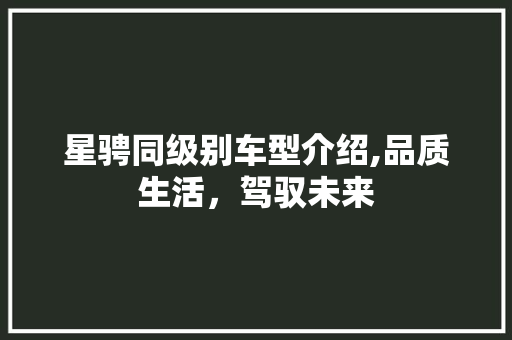 星骋同级别车型介绍,品质生活，驾驭未来