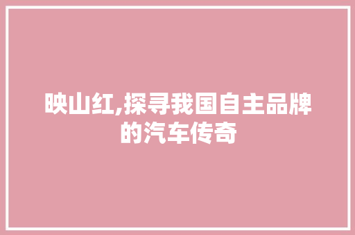 映山红,探寻我国自主品牌的汽车传奇