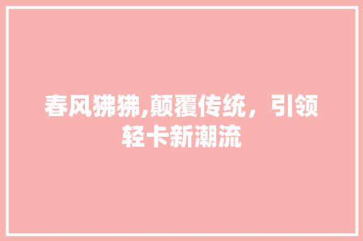 春风狒狒,颠覆传统，引领轻卡新潮流