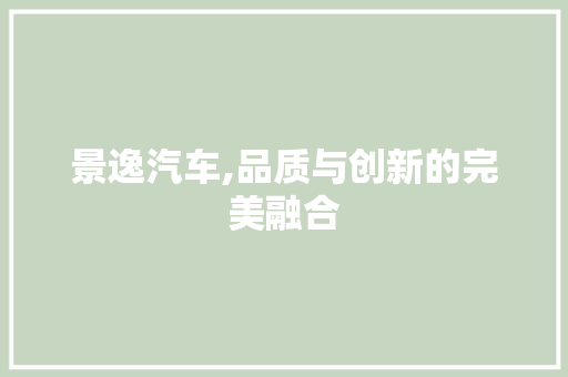 景逸汽车,品质与创新的完美融合