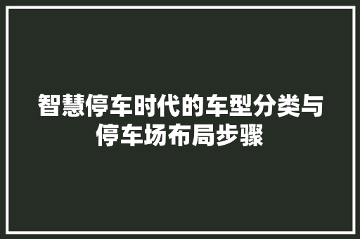 智慧停车时代的车型分类与停车场布局步骤