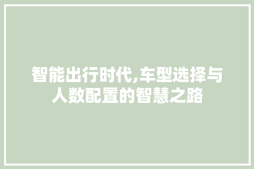 智能出行时代,车型选择与人数配置的智慧之路