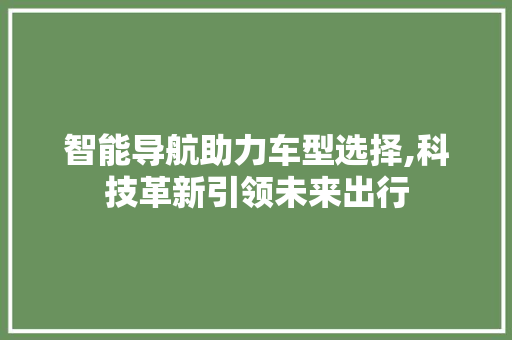 智能导航助力车型选择,科技革新引领未来出行