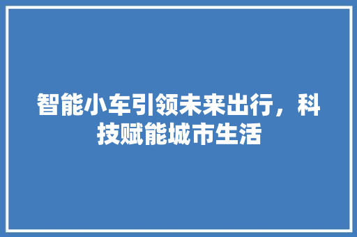 智能小车引领未来出行，科技赋能城市生活