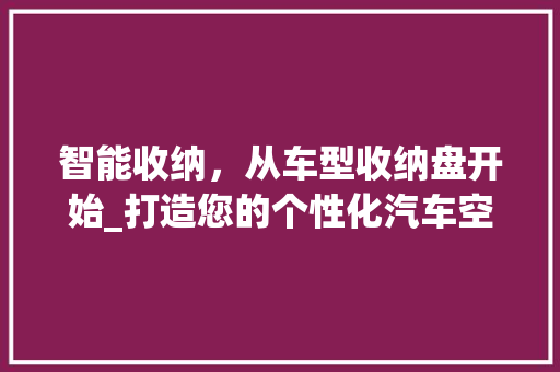 智能收纳，从车型收纳盘开始_打造您的个性化汽车空间