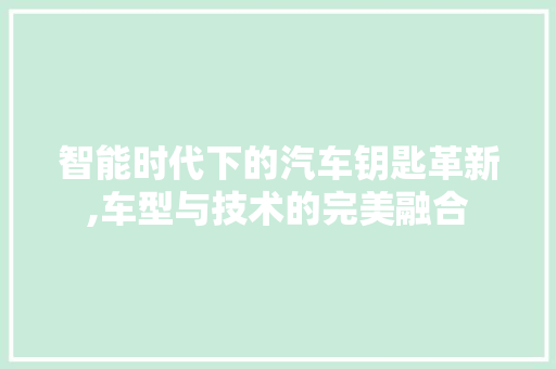 智能时代下的汽车钥匙革新,车型与技术的完美融合