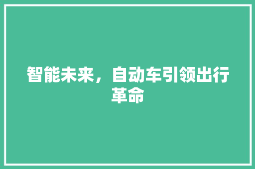 智能未来，自动车引领出行革命