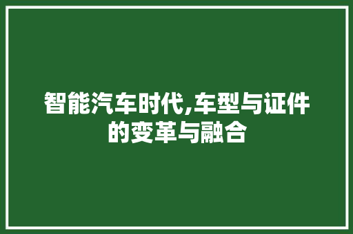 智能汽车时代,车型与证件的变革与融合