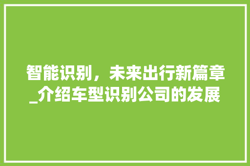 智能识别，未来出行新篇章_介绍车型识别公司的发展与前景