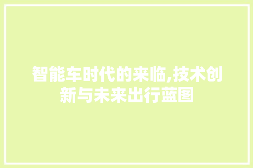 智能车时代的来临,技术创新与未来出行蓝图