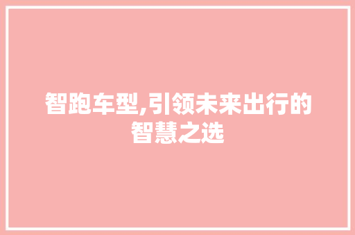 智跑车型,引领未来出行的智慧之选
