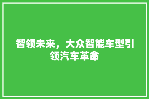 智领未来，大众智能车型引领汽车革命