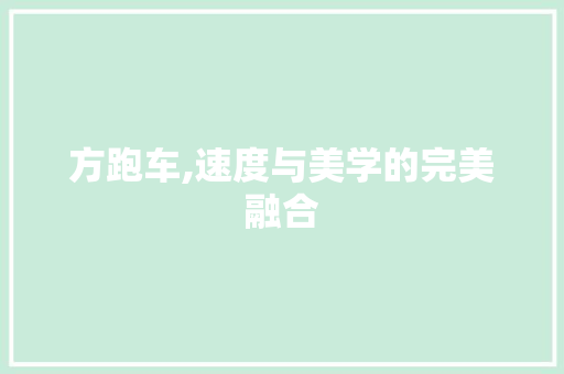 方跑车,速度与美学的完美融合
