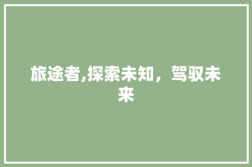 旅途者,探索未知，驾驭未来