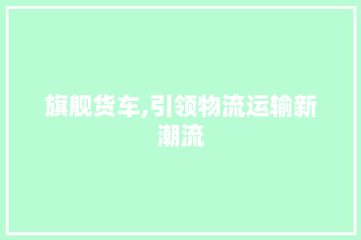 旗舰货车,引领物流运输新潮流