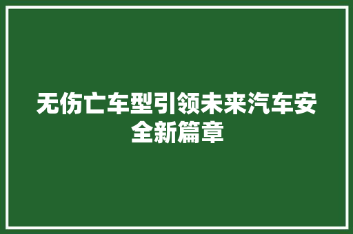 无伤亡车型引领未来汽车安全新篇章