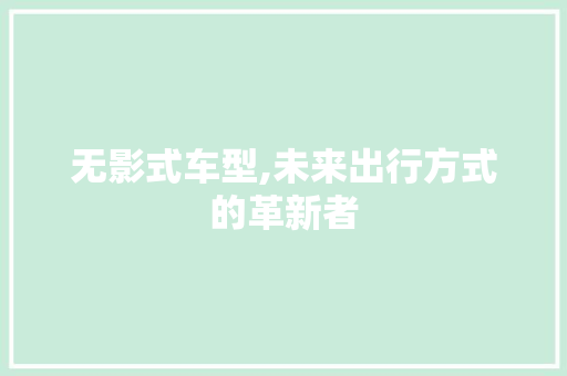 无影式车型,未来出行方式的革新者