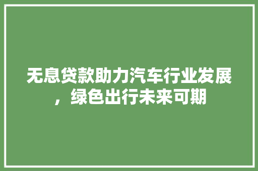 无息贷款助力汽车行业发展，绿色出行未来可期