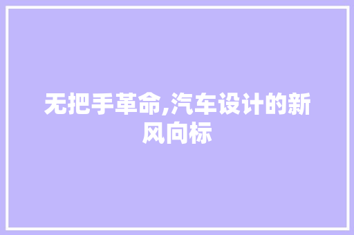 无把手革命,汽车设计的新风向标