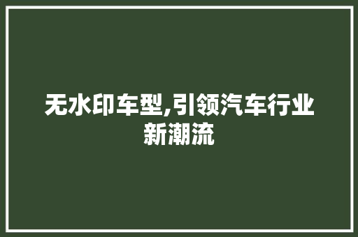 无水印车型,引领汽车行业新潮流